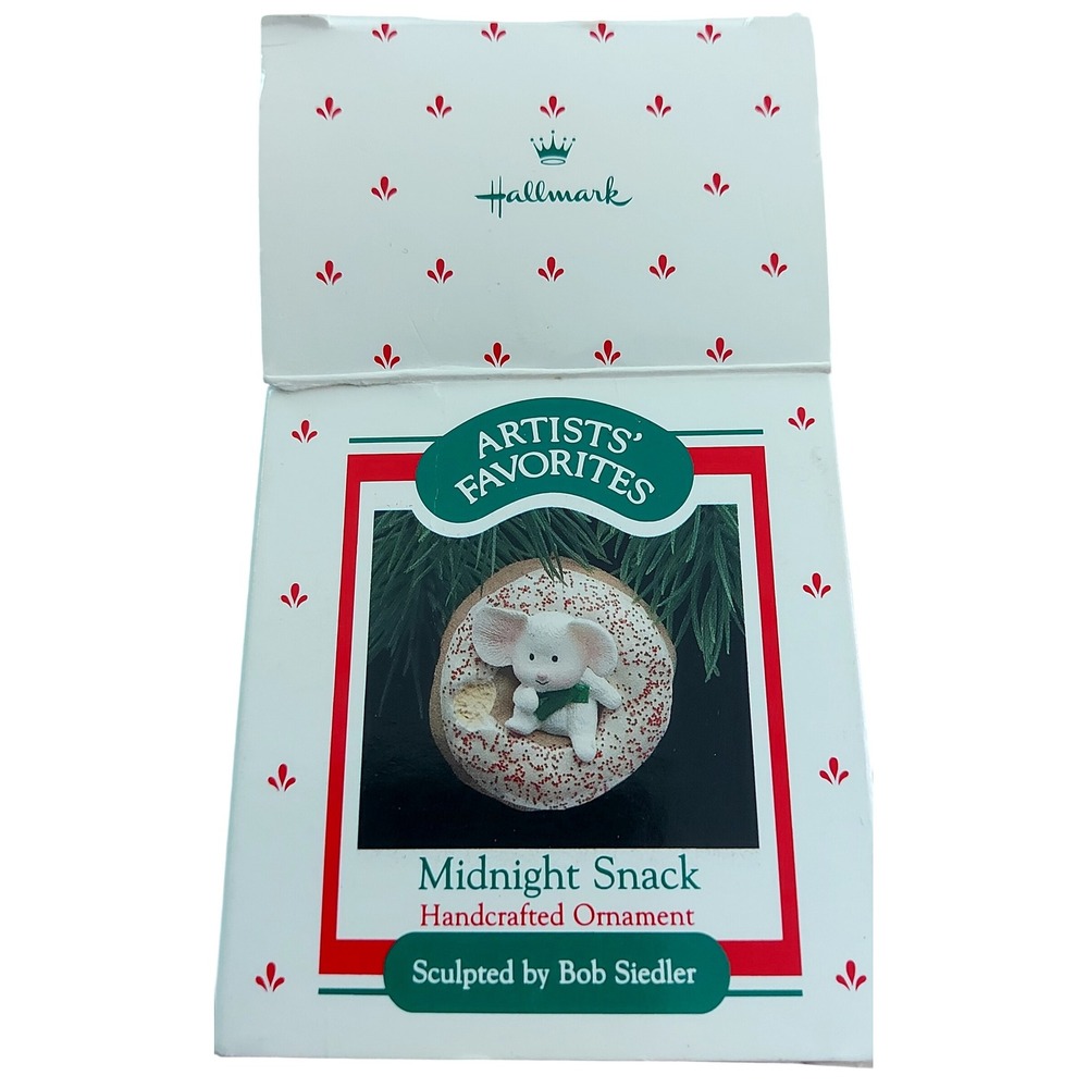 Vintage‎ Hallmark 1988 Midnight Snack Mouse Donut Ornament Artists Favorites